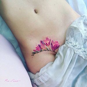 Crotch tattoo by Pis Saro. #PisSaro #floral #placement #flower #ladies #women #ideas #gorgeous #crotch