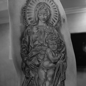 Heavenly Mother and Child Tattoo #MotherandChildTattoo #Mother #Child #Mommy #Baby #Momtattoo