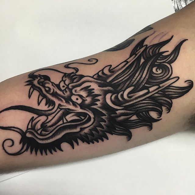 Animal head illustration Dragon Tattoo ink leaf shading png  PNGWing