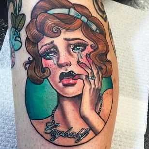 Tatuaje de llorón por Hannah Flowers @Hannahflowers_tattoos #Hannahflowerstattoos #girl #woman #lady #girltattoo #ladytattoo #Inkslavetattoos #crying #crybaby #retrato