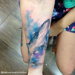 Tatuaje de ballena por Dell Nascimento #whale #watercolor #watercolorartist #contemporary #DellNascimento