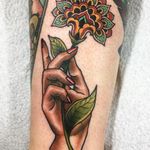 Tattoo by Guen Douglas #GuenDouglas #neotraditional #color #flower #pattern #mandala #hand #leaf #nature #plant