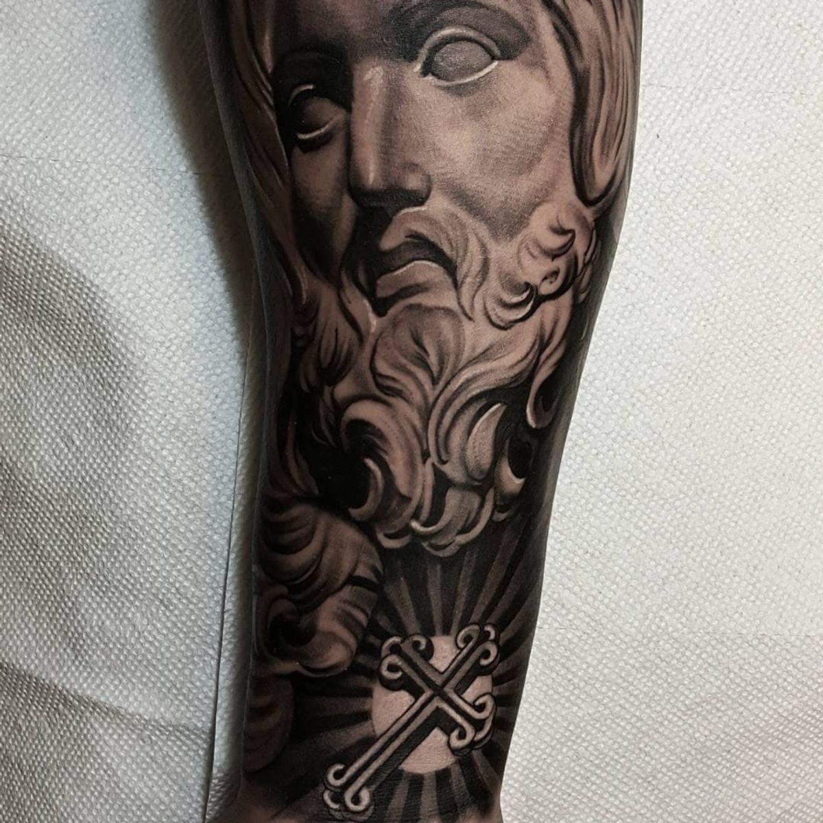Tattoo uploaded by Ross Howerton • A statuesque portrait of Christ by
