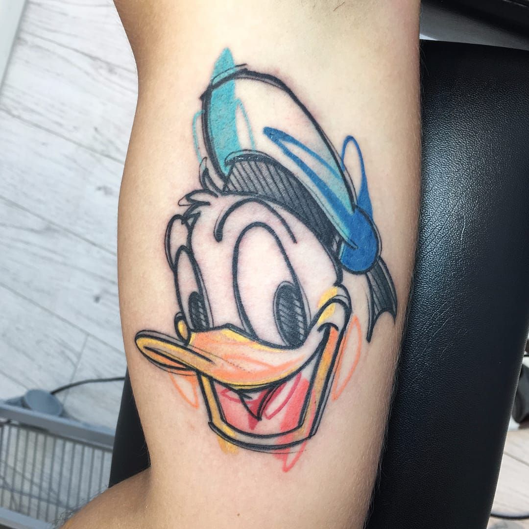 Donald Duck Tattoo  Tattoos for women Duck tattoos Inner forearm tattoo