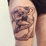 Dante and Virgil in Hell by Bouguereau tattoo by Tanya DSM #Tanyadsm #favoritetattoo #realism #fineart #painting #Bouguereau #fight #hell #violence #body #men #realistic #dantesinferno
