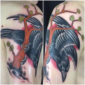 Three-eyeThree-eyed raven tattoo by d raven tattoo by Piers Lee. #raven #threeeyed #gameofthrones #GOT #neotraditional