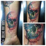 Watercolor Skull Tattoo by Sibil Ink #watercolorskull #watercolor #skull #SibilInk