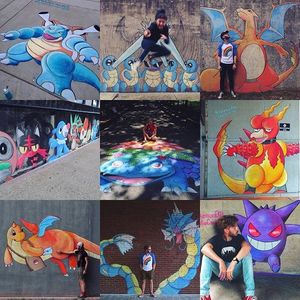 Pokemon Chalk Art by Wylie Caudill #pokemon #pokemonchalkart #pokemonstreetart #chalkart #streetart #chalkartist #streetartist #WylieCaudill