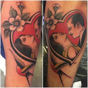 Couple Tattoo by Stizzo #traditional #fineline #traditionalfineline #love #heart #bird #classictattoos #Stizzo
