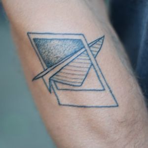 Cool paperplane design by Thomas, tattooed by Thank You Tattoo #selfdesigned #StreetStyle #TattooStreetStyle #trailerparkfestival #paperplane #thankyoutattoo