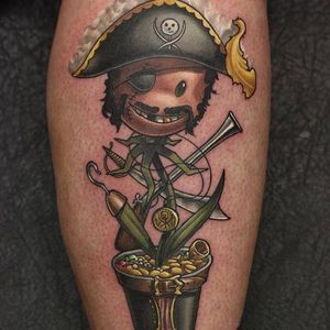 Plant Tattoo by John Anderton #PlantTattoo #PopCulture #PopCultureTattoo #PlantPotTattoo #JohnAnderton #pirate