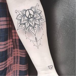 Peace mandala tattoo by Zoe Lorraine Rimmer #ZoeLorraineRimmer #mandala #peacesign #delicate