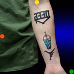 Iced drink tattoo by Roman Shcherbakov. #RomanShcherbakov #trippy #drink #soda