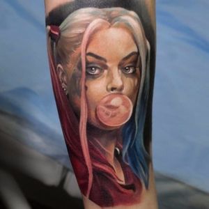 Harley Quinn tattoo by Alex Noir. #realism #colorrealism #AlexNoir #HarleyQuinn #SuicideSquad #MargotRobbie