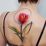 Watercolour tulip tattoo by Aleksandra Katsan #AleksandraKatsan #watercolour #watercolor #flower #tulip