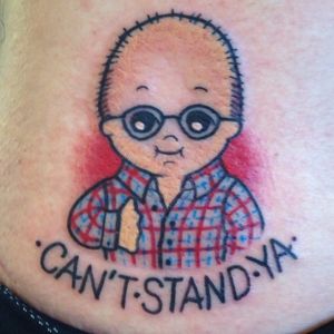 Georage Constanza Kewpie Doll Tattoo by Cass Bramley #kewpiedoll #kewpie #CassBramley #GeorgeConstanza #Seinfeld