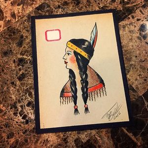 Native American Woman by Tim Beck (via IG-timbecktattoos) #illustration #flashart #vintage #traditional #artshare #TimBeck