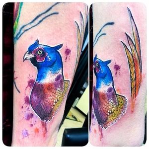 Pheasant Tattoo by Joanne Baker #pheasant #watercolor #bird #animal #JoanneBaker