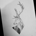Design by Norako #Norako #dotwork #nature #stag #forest