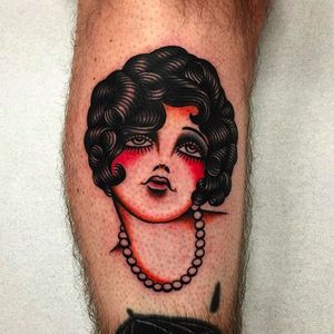 Girl Head Traditional Tattoo by Vince Pages @Vince_Pages #Vincepages #Traditional #Traditionaltattoo #Nuitnoiretattoo #Geneva #Switzerland #Girl
