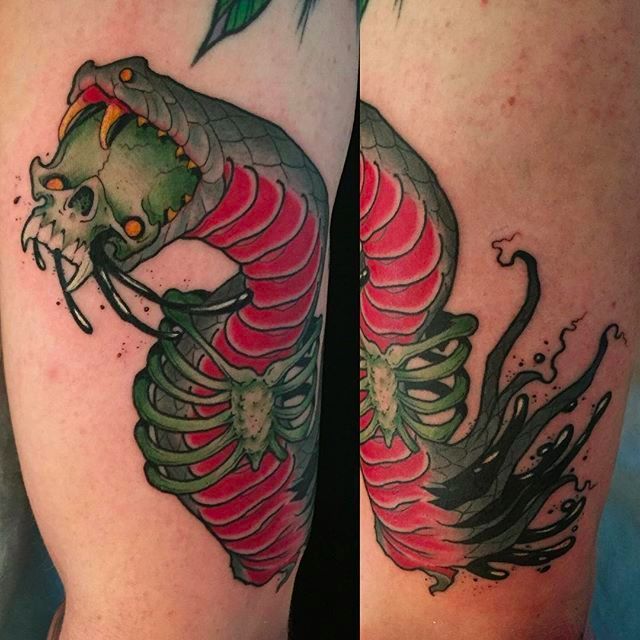 Neo Traditional Snake Head Tattoo
