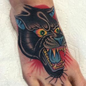 Panther Tattoo by Griffen Gurzi #panther #panthertattoo #traditional #traditionaltattoo #oldschooltattoo #oldschooltattoos #GriffenGurzi