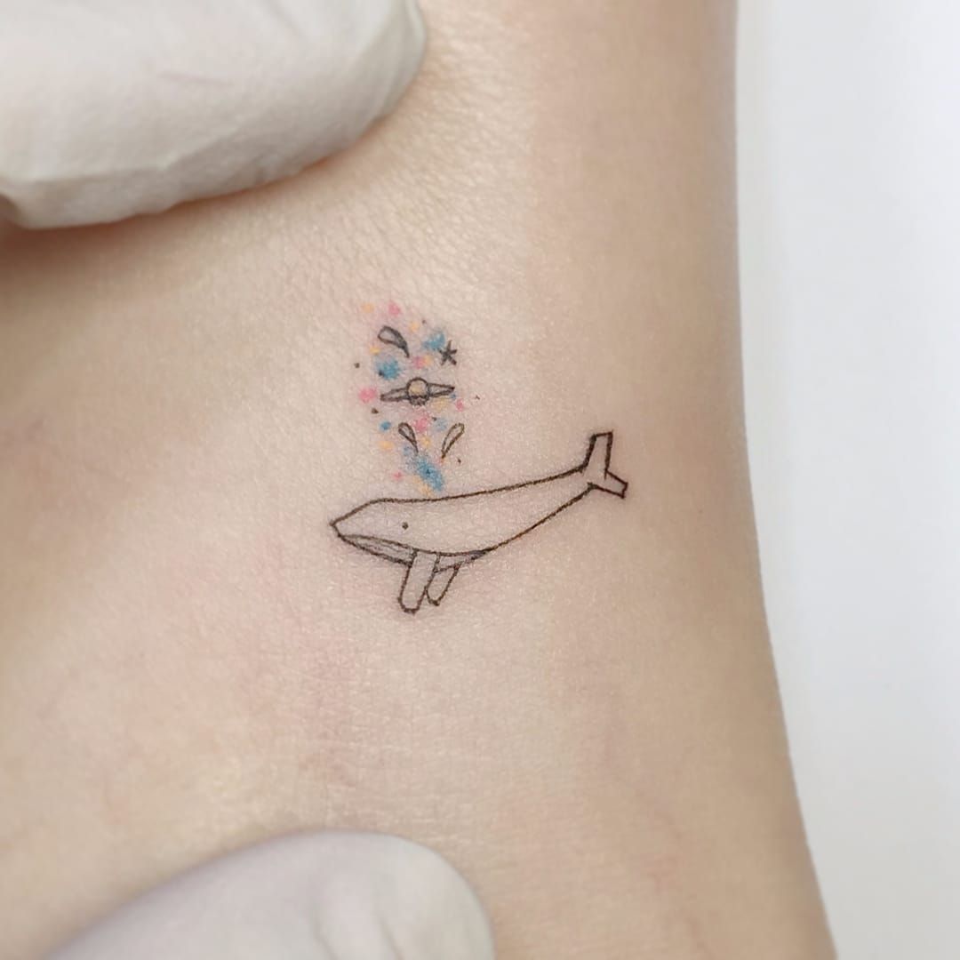 Small whale tattoo  Whale tattoos Humpback whale tattoo Tattoos for  daughters
