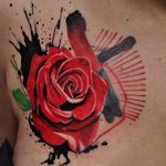 Watercolour rose tattoo by Aleksandra Katsan #AleksandraKatsan #watercolour #watercolor #flower #rose