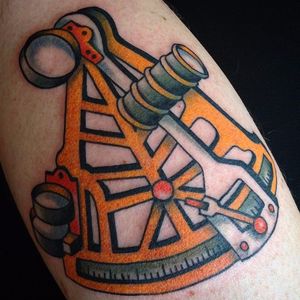 Sextant Tattoo by Chris Kline #sextant #nauticaltattoos #sailortattoos #ChrisKline