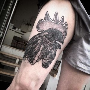 Rooster Tattoo by Marcel Birkenhauer #rooster #roostertattoo #blackwork #blackworktattoo #blackink #blackworkartist #berlin #MarcelBirkenhauer
