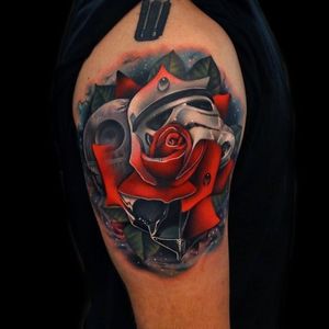 An Imperial rose morph by Andrés Acosta (Via IG - acostatattoo) #AndresAcosta #StarWars