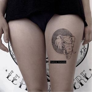 Elephant tattoo by Tania Vaiana #TaniaVaiana #illustrative #minimalistic #elephant #blackwork