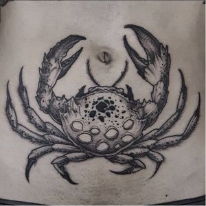 Crab tattoo by Planoc #Planoc #monochrome #monochromatic #blackandgrey #dotwork #blackwork #crab
