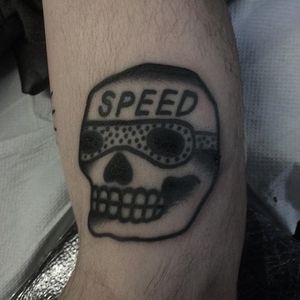 Speed Skull Tattoo by Hudson Tattoo #speedskull #speedskulltattoos #blackworkskull #skulltattoo #skulltattoos #HudsonTattoo