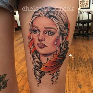 Daenerys Targaryen by Chelsea Shoneck (via IG-chelseashoneck) #neotraditional #color #girlsgirlsgirls #ladyheads #ChelseaShoneck