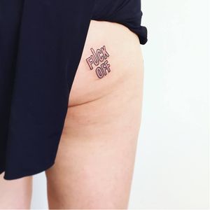Funny tattoo by Sonia Tessari #SoniaTessari #smalltattoo #popart #glitter #fuckoff