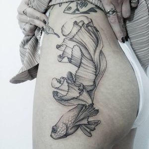 Fish tattoo by Norako #Norako #dotwork #nature #fish