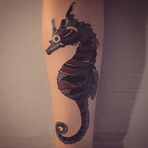 Seahorse Tattoo by Juni #Junitattoo #HybridInk #Minimalisttattoo #Seoul #Korea #Seahorse