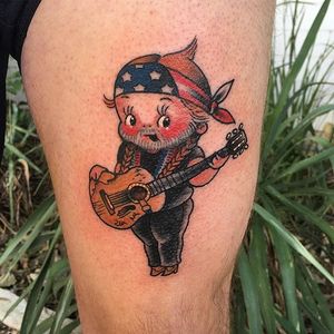 Willie Nelson kewpie doll tattoo by Stacey Martin Smith. #kewpie #kewpiedoll #WillieNelson #StaceyMartinSmith