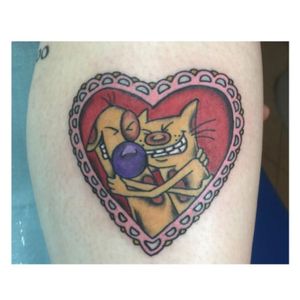 Catdog tattoo found on Tumblr. #catdog #nickelodeon #cat #dog #cartoon #heart