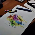 Coração anatômico. #MarianaSilva #MarianaLeãozinho #TatuadorasDoBrasil #coração #heart #colorida #colorful #aquarela #watercolor
