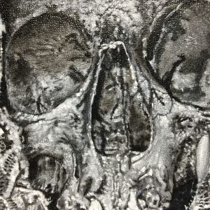 Detail of Jon Clue's "Plaga Corpus" from his show Ritual Magic (IG—jonclue). Photo by KD Diamond. #artshow #BloodRituals #fineare #gallery #JonClue #NickBaxter #paintings #RitualMagic #SacredTattooNYC