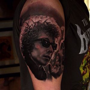 Bob Dylan Tattoo by Bart Janus #BobDylan #Musictattoos #Portrait #BartJanus