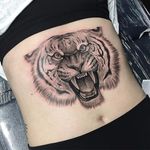 Black and grey tiger realism by Oliver Macintosh #OliverMacintosh #blackandgrey #tiger #realism #tattoooftheday