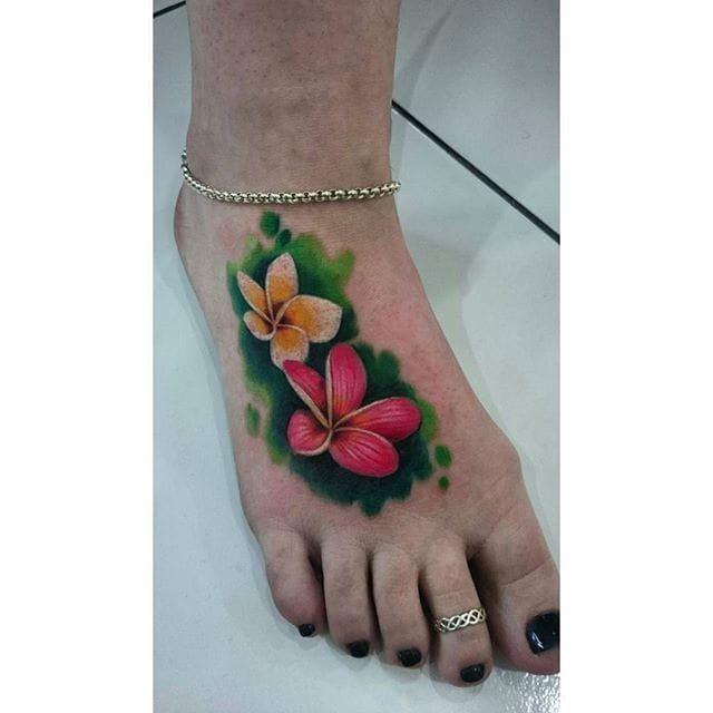 hibiscus foot tattoo