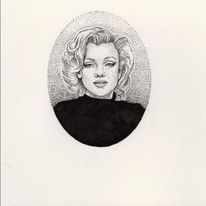 Marilyn Monroe print by @zoebeantattoo, available for sale at the Tattoodo Art Fair Photo via IG- zoebeantattoo. #keepsake #nyc #zoebean #8ofswords #artshare #tattoodoartfair #tattoodo #tattooart #dotwork #artprint