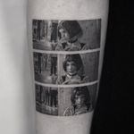 The Professional tattoo by Cold Gray #ColdGray #blackandgrey #realism #realistic #hyperrealism #TheProfessional #portrait #film #filmstills #NataliePortman #movietattoo #actress