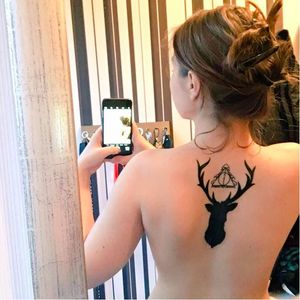 Deathly Hallows and Stag Patronum. So bold yet so elegant ! #deathlyhallows #stagpatronum #harrypotter #harrypottertattoos