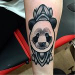 Panda tattoo by Annmarie Cahill #AnnmarieCahill #blackwork #dotwork #mandala #panda