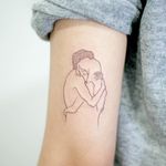 Fine line drawing tattoo by Doy. #Doy #lovers #fineline #drawing #subtle #illustration #moments #minimalist